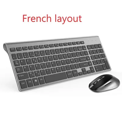 French Wireless Keyboard Mouse set 2.4G AZERTY Gaming Keyboard 2400DPI Mouse For Pc Gamer Laptop