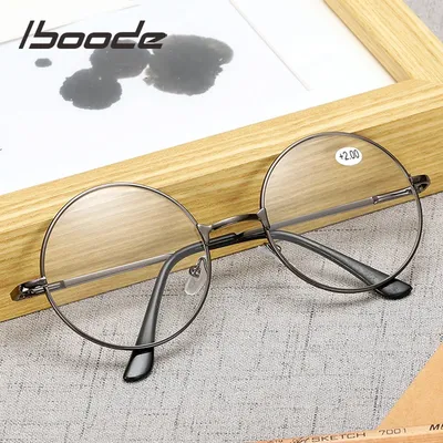 Iboode – lunettes de lecture rondes rétro en métal dioptrie finie + 1.0 1.5 2.0 2.5 3.0 unisexe