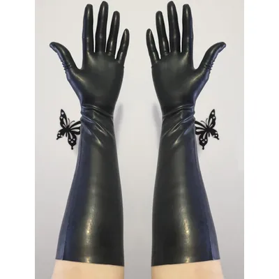 Gants en latex moulés pour femmes mitaines courtes à doigts minces sans couture fétiche à cinq