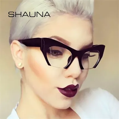 SHAUNA-Montures de lunettes œil de chat demi-monture rétro pour femmes monture optique à la mode