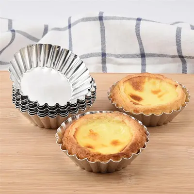 Moule à tarte aux œufs en alliage d'aluminium antiadhésif en forme de fleur réutilisable Cupcake