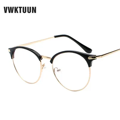 VWKTUUN – lunettes Vintage monture transparente demi-monture en métal lunettes optiques pour