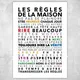 Mode France Home Rule Wall Decor Decals Home Stickers Art Vinyl Murals LES REGLES