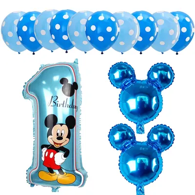 Disney-Ensemble de ballons numérotés pour enfants gâteau de 1er anniversaire thème Minnie Mouse