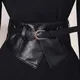 Corset en similicuir noir pour femmes peplum large PU ceinture élastique ceinture de smoking