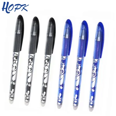 Ensemble de stylos effaçables avec poignée lavable stylo gel d'encre bleue et noire papeterie