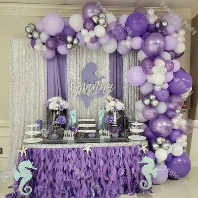 Ballons Macaron violets 141 pièces Kit en arc guirlande de mariage blanc Chrome argent décor