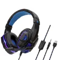 Casque de jeu stéréo professionnel avec microphone à lumière LED basse filaire PS4 X Box