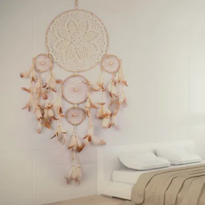 Carillon éolien à cinq anneaux ornements créatifs attrape-rêves indiens décoration de chambre à