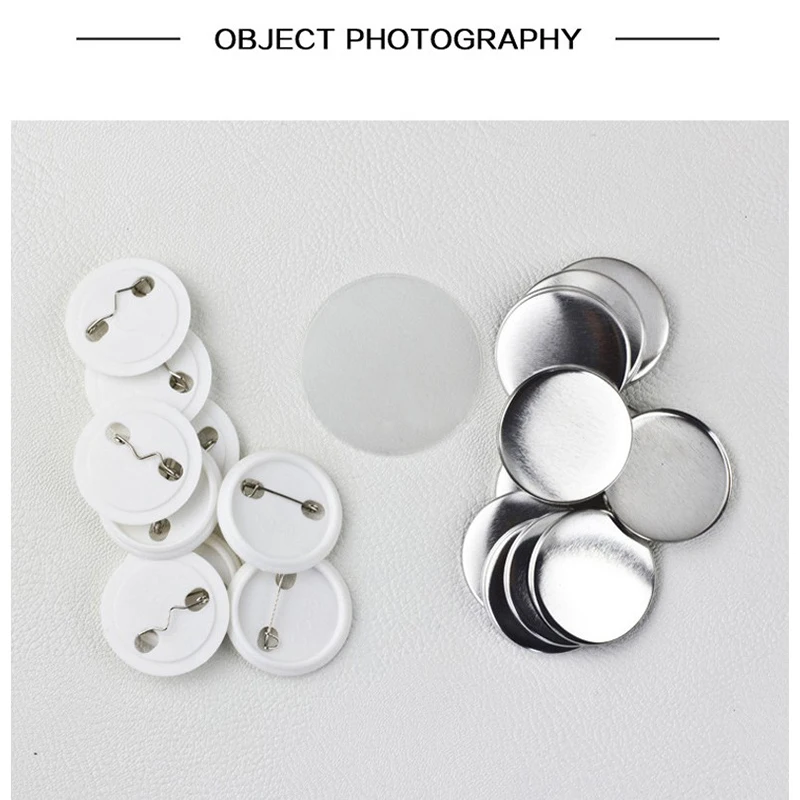100 pièces/ensemble fer blanc Badge 25mm 32mm 37mm 56mm consommables Badge consommables Badge Machine bricolage matériaux vierges Badge accessoires