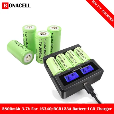 Bonacell-Batterie aste 3.7V 2800mAh Eddie Ion 16340 CR123A pour stylo laser lampe de poche LED