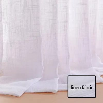 BILEEHOME-Rideau en tulle de lin blanc rideaux de fenêtre transparents finis rideaux optiques