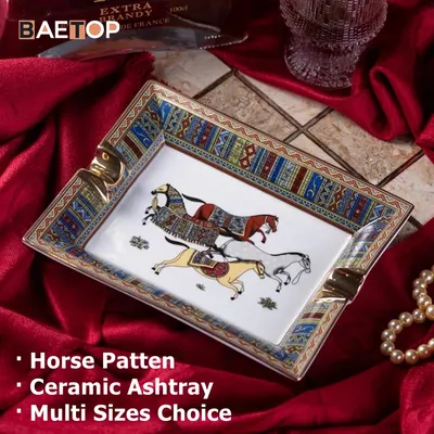 Grille d'art faite à la main Horse Patten cendrier à cigares en céramique joli porte-cigares de