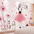 Autocollants muraux de pissenlits roses [shijueongjian] Stickers muraux pour chambre d'enfant