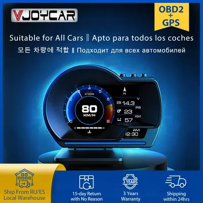 Vjoycar V60 affichage tête haute affichage automatique OBD2 + GPS voiture intelligente HUD jauge