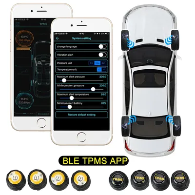 Capteurs de pression des pneus de voiture TPMS BLE Bluetooth 4.0 5.0 étanche alarme