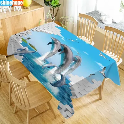 Nappe 3D du Monde Sous-Marin Dauphins Requin Animaux de Noël Plage Gril Lavable Rectangulaire