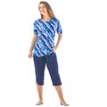 Plus Size Women's The Swim Tee by Swim 365 in Blue Watercolor Stripe (Size 18/20) Rash Guard