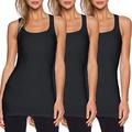 TAIPOVE Long Racerback Muscle Vest Top for Women T Shirt Sleeveless Gym Yoga Stretch Tank Camisole Gift Set Plus Size Black 3packs