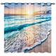 YUANZU Beach Curtains, Tropical Sea Beach Ocean Hawaiian Sunset Sea Waves Scenery 3D Pattern, Blackout Fabric Eyelet Window Drapes for Living Room Bedroom W117cm (46") x D137cm (54") 2 Panels