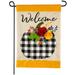August Grove® Scarvinia Welcome Floral Plaid Pumpkin 2-Sided Nylon 15 x 9 Garden Flag in Orange | 15 H x 9 W in | Wayfair