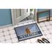 Winston Porter Shih Tzu Welcome 27 in. x 18 in. Non-Slip Outdoor Door Mat Synthetics in Blue | 18 W x 27 D in | Wayfair