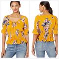 Jessica Simpson Tops | Jessica Simpson Viva Mustard Yellow Floral Top | Color: Blue/Yellow | Size: Xs