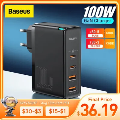 Baseus – Chargeur GaN 100W USB t...