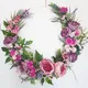 Couronne de fleurs artificielles en rotin rose violet DIY guirlande métallique suspendue pour