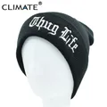 Bonnet en tricot noir pour homme et femme couvre-chef en tricot décontracté Cool Hip Hop chaud