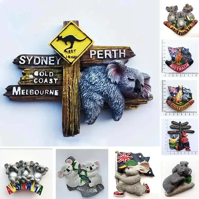 Aimant de réfrigérateur 3D en résine style koala souvenir autocollant décoratif voyage