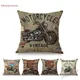 Juste de coussin en lin de style américain vintage muscle moto club art taie d'oreiller