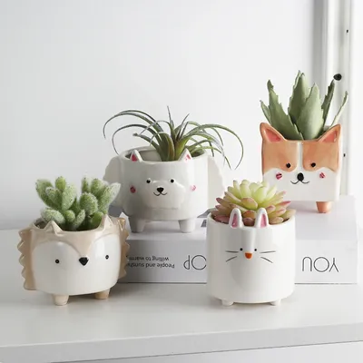 Pot de fleur en céramique pour plantes dessin animé animaux Sonetas décorations de balcon