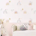 Autocollants muraux étoiles arc-en-ciel roses de style bohémien Stickers muraux amovibles affiches
