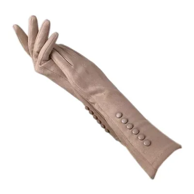 Gants d'hiver pour dames gants en daim long 35CM bras en daim mode daim écran tactile épais noir