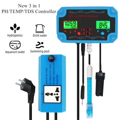 Détecteur de Qualité de l'Eau avec Électrode BNC Contrôleur PH/TEMP/TDS Testeur de Sonde de Type