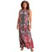 Plus Size Women's Ultrasmooth® Fabric Print Maxi Dress by Roaman's in Floral Paisley Diamond (Size 18/20) Stretch Jersey Long Length Printed