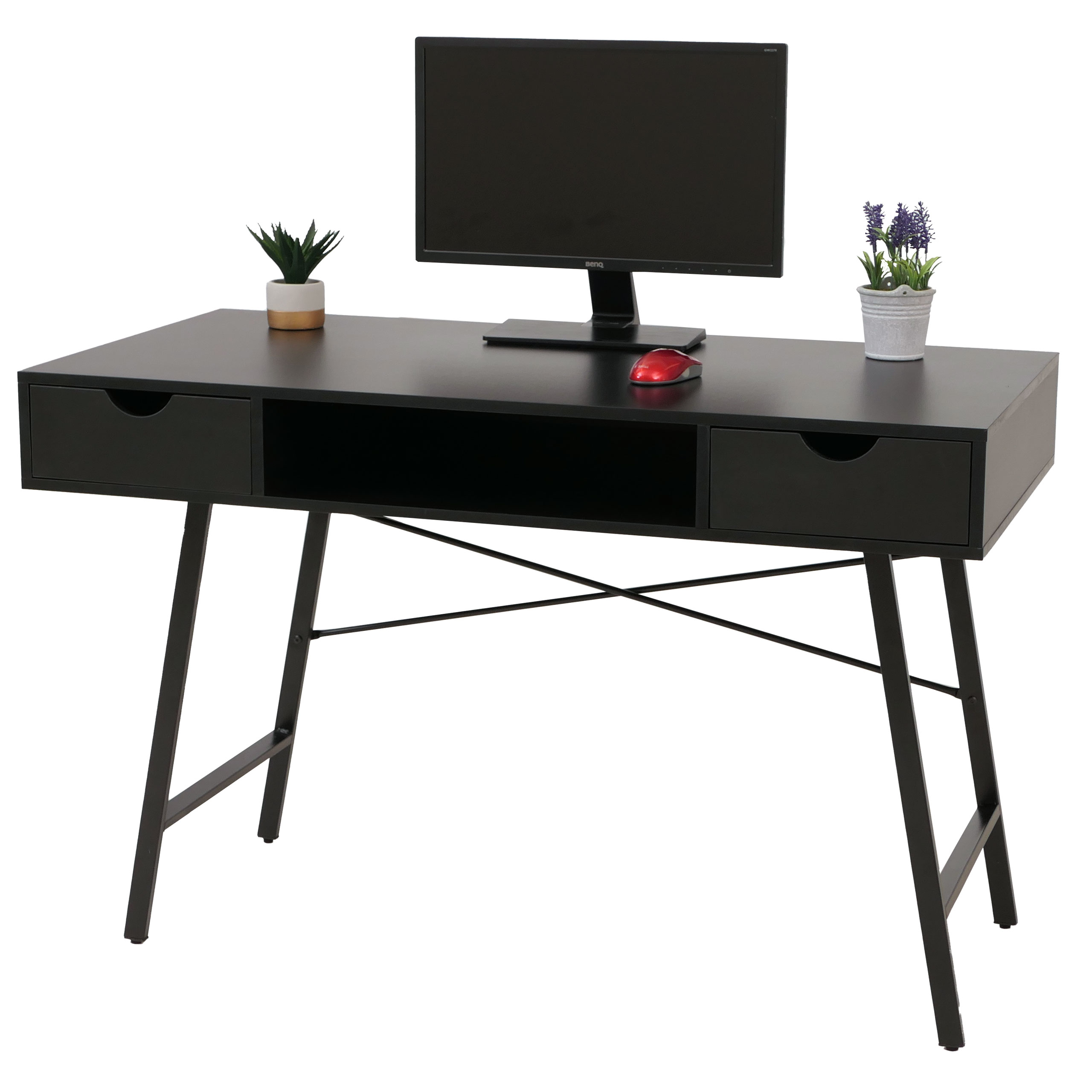 Schreibtisch HWC-E92, Bürotisch Computertisch, 3D-Struktur 120x60xcm ~ schwarz