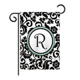 Winston Porter Penfield Damask Monogram 2-Sided Polyester Garden Flag Metal in Black | 40 H x 28 W in | Wayfair 51985C6D7E85419F86A41FE3D1D1AB6B