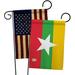 Trinx Myanmar Burma Impressions Decorative 2-Sided Polyester 19 x 13 in. 2 Piece Garden Flag Set in Green/Red | 18.5 H x 13 W in | Wayfair