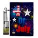 The Holiday Aisle® Jane Fireworks July 4th Americana 4th Of Impressions 2-Sided Polyester 18.5 x 13 in. Flag Set in Blue | 18.5 H x 13 W in | Wayfair