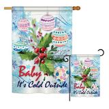 The Holiday Aisle® Delphia Baby It's Cold Winter Wonderland Impressions 2-Sided 2 Piece Flag Set in Blue/Gray/Green | 28 H x 18.5 W in | Wayfair