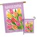 August Grove® Shaundrelle Welcome Tulips Spring Floral Impressions 2 Piece 2-Sided Polyester House Flag Set in Orange/Pink | 40 H x 28 W in | Wayfair