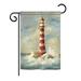 Breakwater Bay Kintzel Lighthouse by the Sea Coastal 2-Sided Polyester Garden Flag Metal in Gray/Red | 40 H x 28 W in | Wayfair