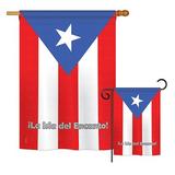 Trinx Puerto Rico of the World Nationality Impressions Decorative Vertical 2-Sided Polyester 2 Piece Flag Set in Blue/Red | Wayfair