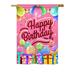 The Holiday Aisle® Livy Celebrate Happy Birthday Special Occasion 2-Sided Polyester 40 x 28 in. House Flag in Pink | 40 H x 28 W in | Wayfair