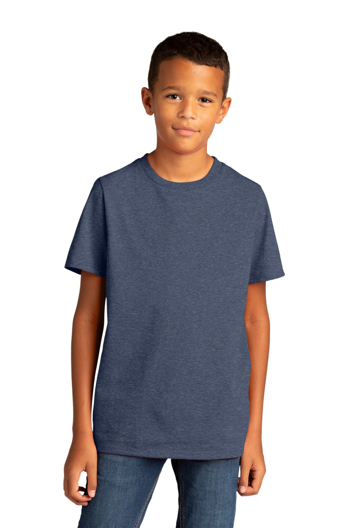 District DT8000Y Youth Re-Tee in Heathered Navy Blue size XL | Cotton/Polyester Blend