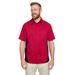 Harriton M586 Men's Flash IL Colorblock Short Sleeve Shirt in Red/Black size XL | Cotton/Polyester Blend