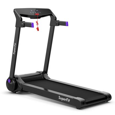 Costway 3HP Electric Folding Treadmill with Bluetooth Speaker-Purple