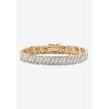 Women's Yellow Gold Plated Tennis Bracelet (10mm), Genuine Diamond Accent 7" by PalmBeach Jewelry in Gold